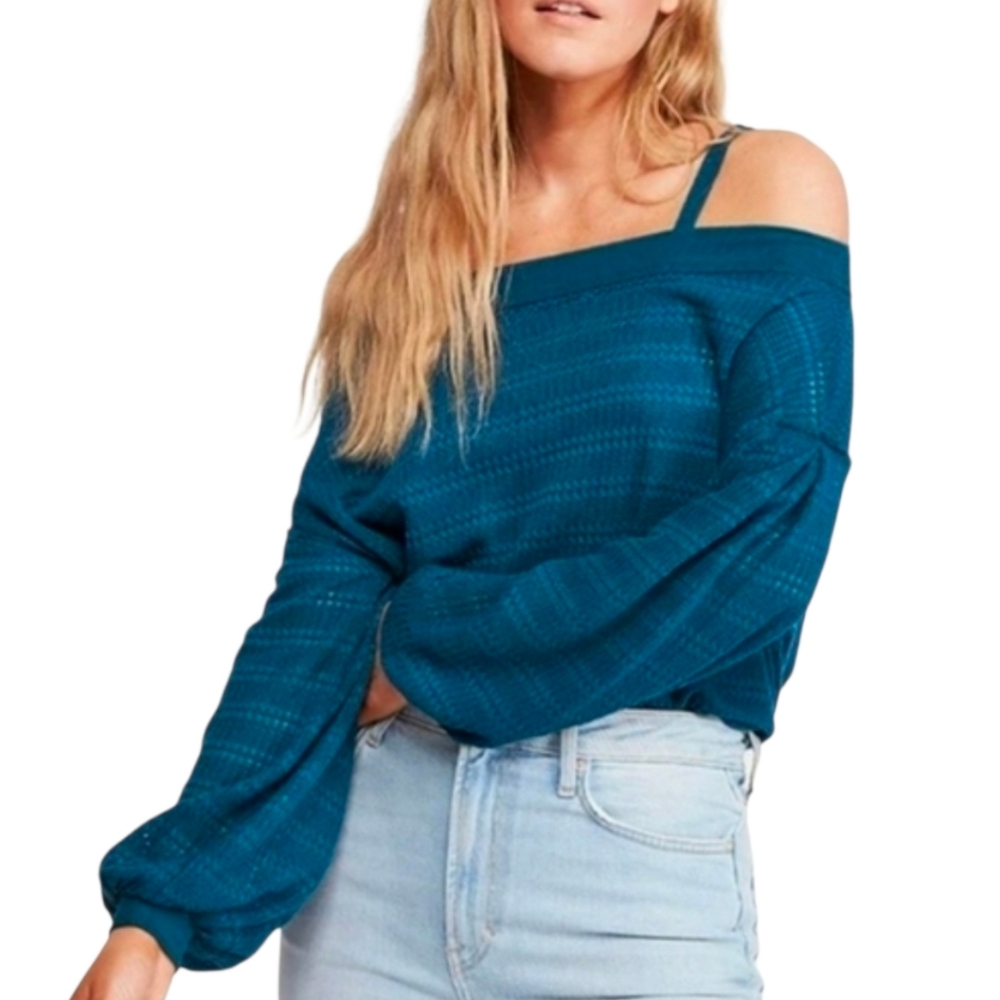 Free People Woven Knit Off Shoulder‎ Top Size XS